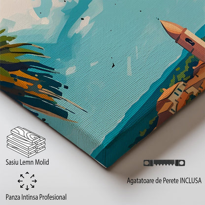 Tablou Canvas Saint Tropez coasta azurie sub cer senin impresionist | The Print Studio