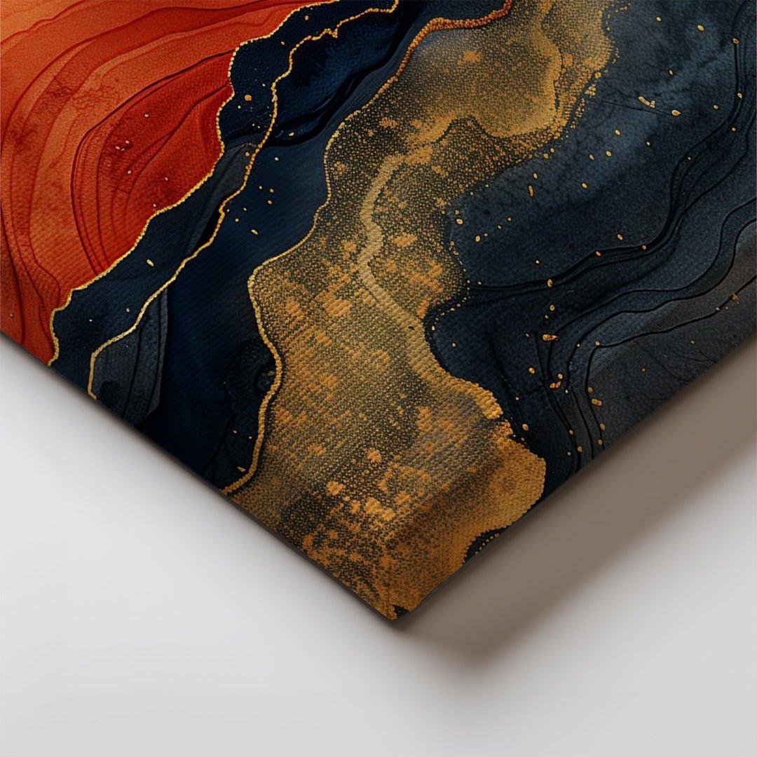 Tablou Canvas Munte Abstract in Albastru, Rosu si Galben Vibrant | The Print Studio