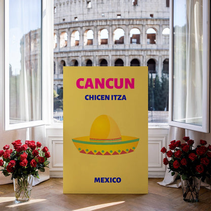 Tablou Canvas sombrero vibrant pe fundal simplu Cancun | The Print Studio