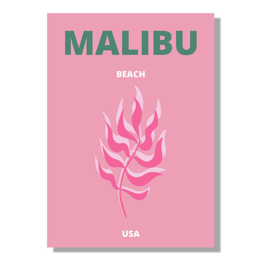 Tablou Canvas plaja Malibu roz pastel in stil minimalist | The Print Studio