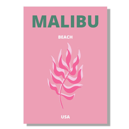 Tablou Canvas plaja Malibu roz pastel in stil minimalist | The Print Studio