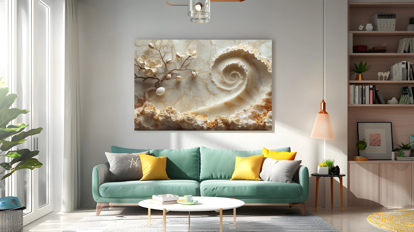 Tablou Canvas copac inflorit scaldat in valuri de culoare | The Print Studio