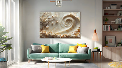 Tablou Canvas copac inflorit scaldat in valuri de culoare | The Print Studio