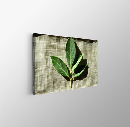 Tablou Canvas frunze proaspete cu umbre line in verde realist | The Print Studio