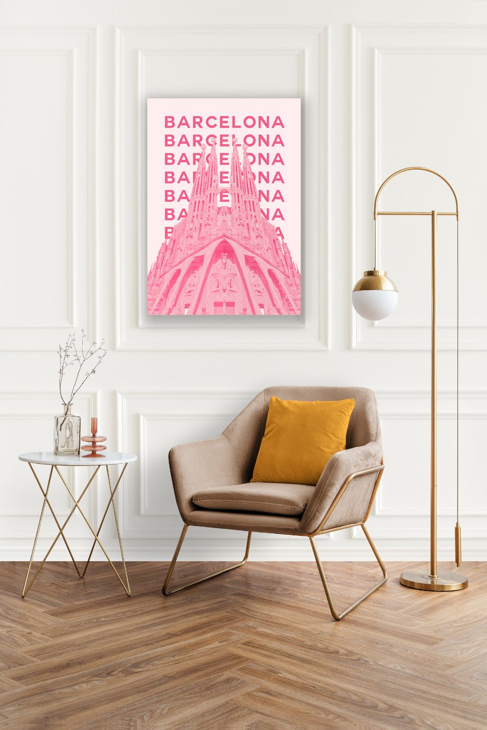 Tablou Canvas catedrala Barcelona roz stil modern vibrant | The Print Studio