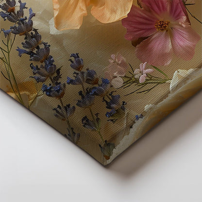 Tablou Canvas flori de camp vibrante pe fundal de lavanda | The Print Studio