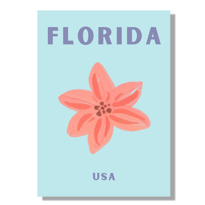 Tablou Canvas floare roz delicata pe albastrul seren | The Print Studio