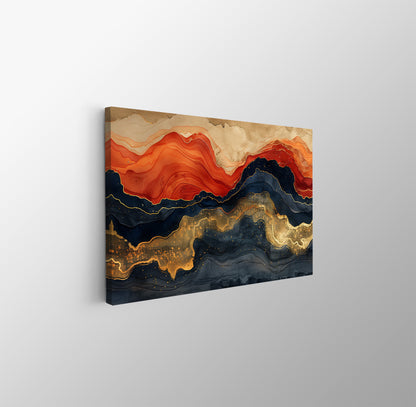 Tablou Canvas Munte Abstract in Albastru, Rosu si Galben Vibrant | The Print Studio