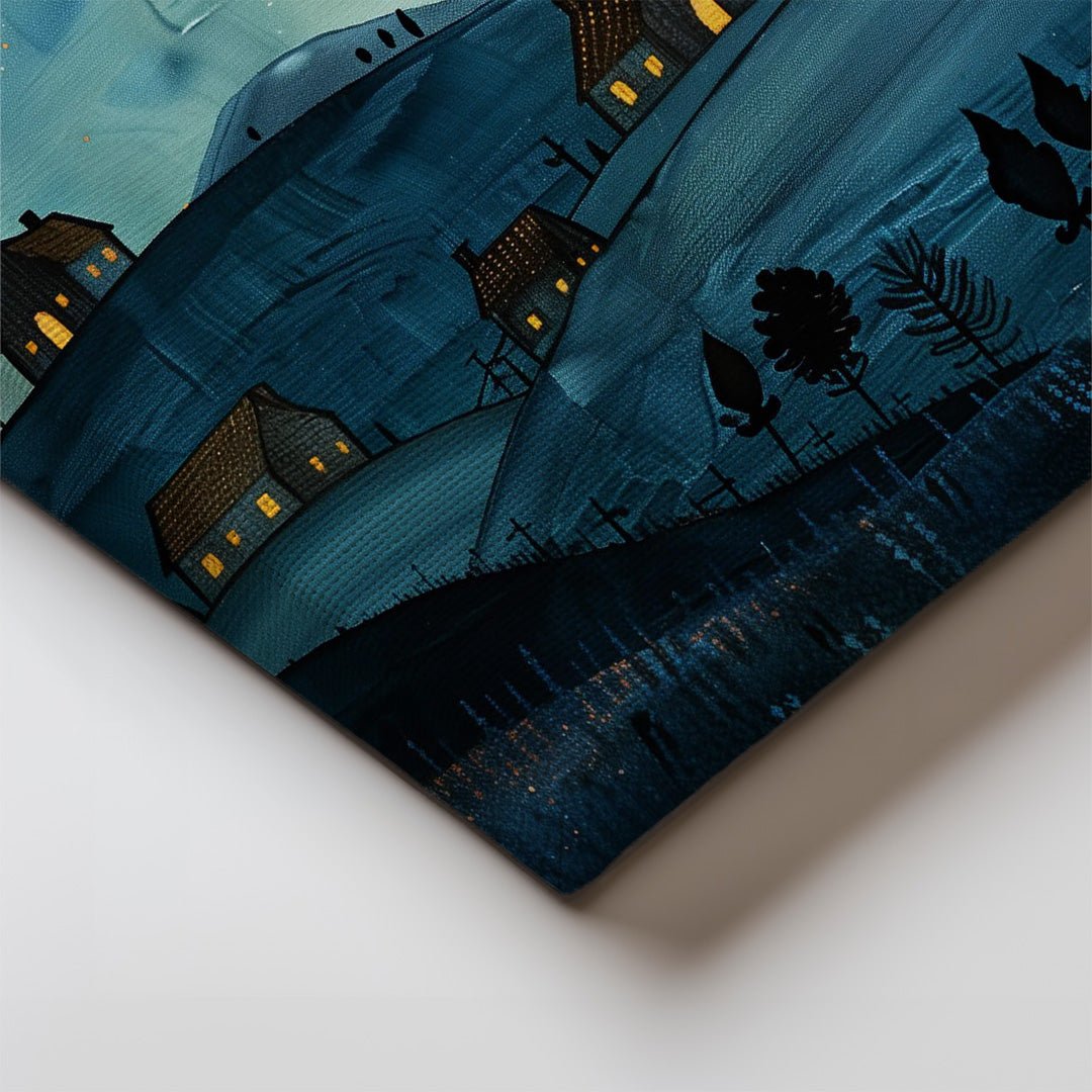 Tablou Canvas luna plina scaldata in luminile colinelor | The Print Studio