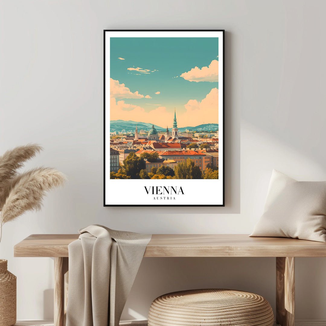 Tablou Canvas Print Viena cu turnuri si nori albi, stil vintage