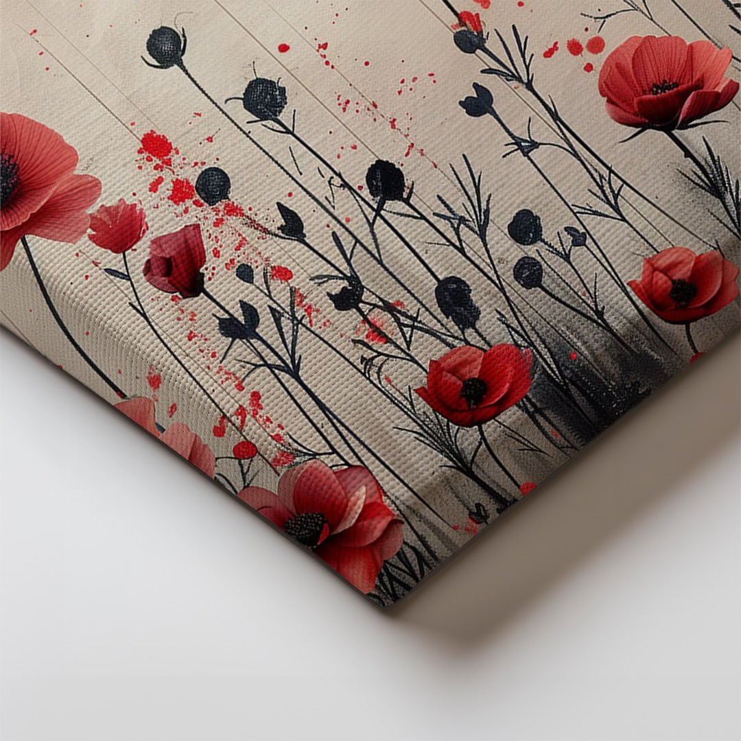 Tablou Canvas camp vibrant de maci rosii sub cer senin | The Print Studio
