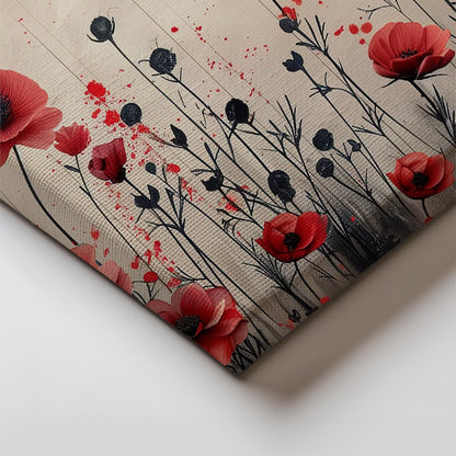 Tablou Canvas camp vibrant de maci rosii sub cer senin | The Print Studio