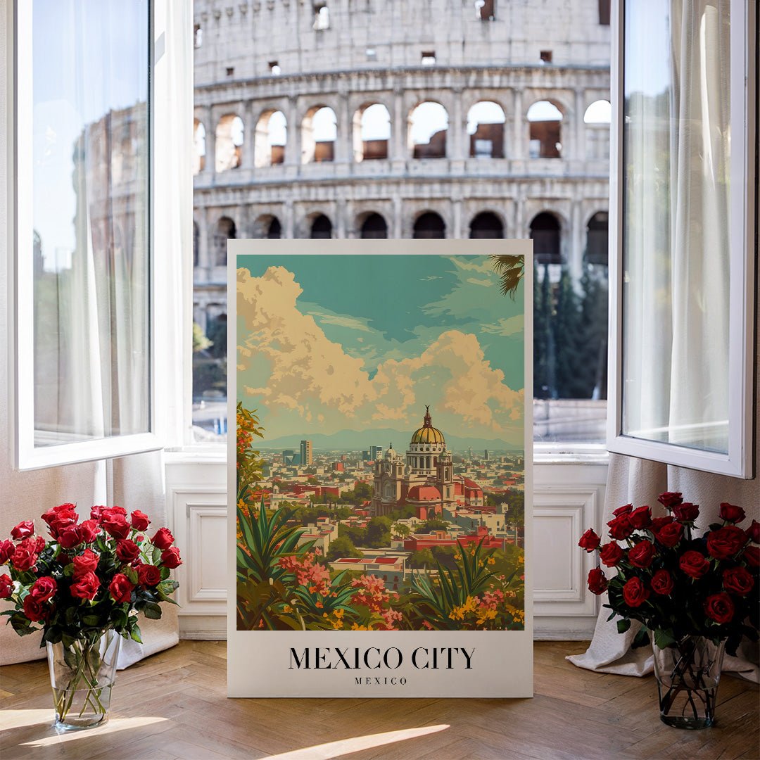 Tablou Canvas catedrala Mexicana sub cer senin vintage | The Print Studio