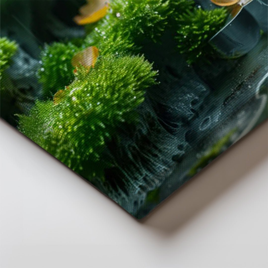Tablou Canvas muschi vibrant si picaturi de roua naturala | The Print Studio