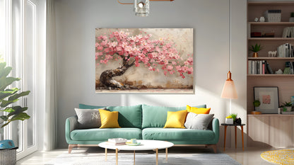 Tablou Canvas floare de cires roz in stil abstract vibrant | The Print Studio