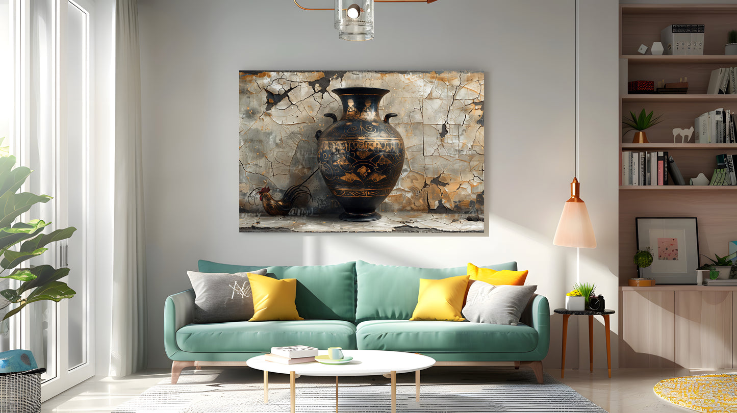 Tablou Canvas cocos langa vaza din ceramica veche, surpriza antichitatii | The Print Studio