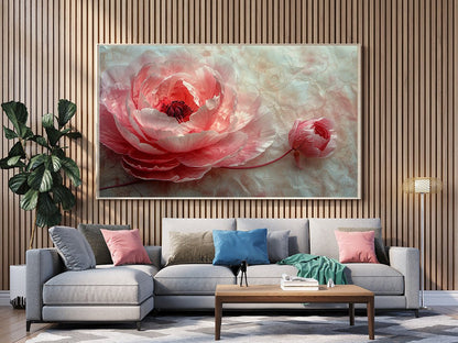 Tablou Canvas bujor roz delicat pe fundal alb pur | The Print Studio