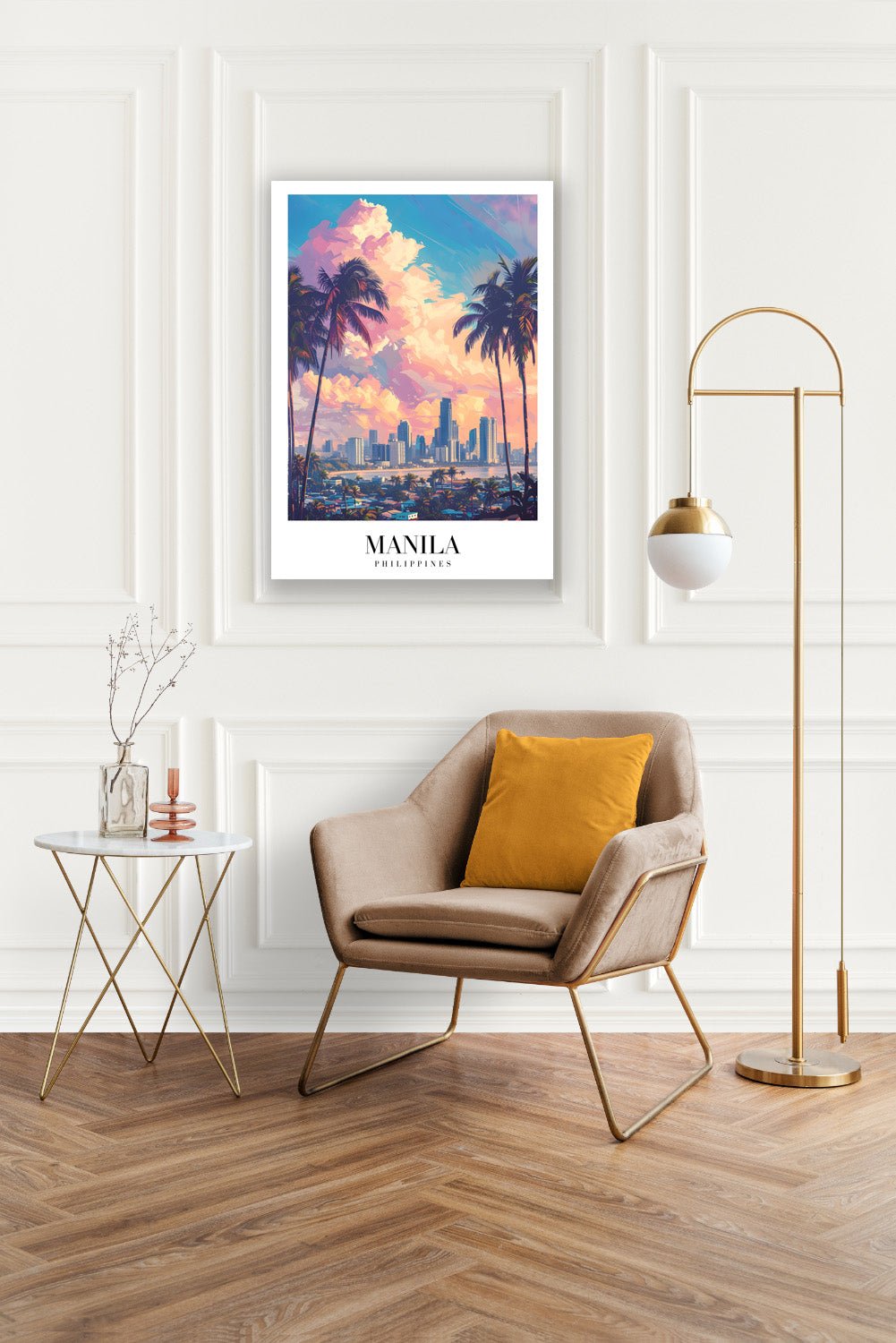 Tablou Canvas Print Manila apus vibrant cocotieri stil impresionist