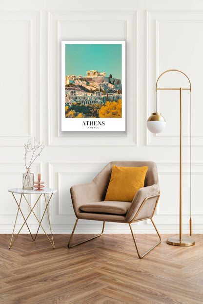 Tablou Canvas Acropole Atena sub cer senin de toamna vibrant | The Print Studio