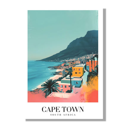 Tablou Canvas Print Cape Town ocean colorat si cladiri, stil artistic vibrant