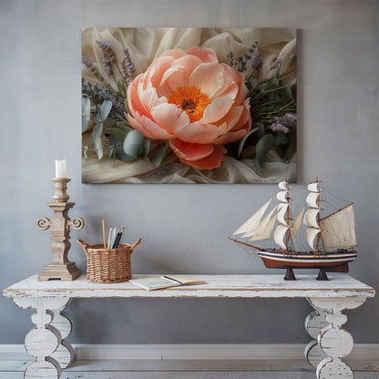 Tablou Canvas buchet pastelat cu lavanda si eucalipt realist | The Print Studio