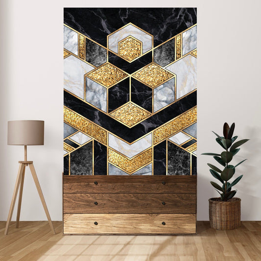 Tablou Canvas Black & Gold Geometric Lux Statement Decorativ