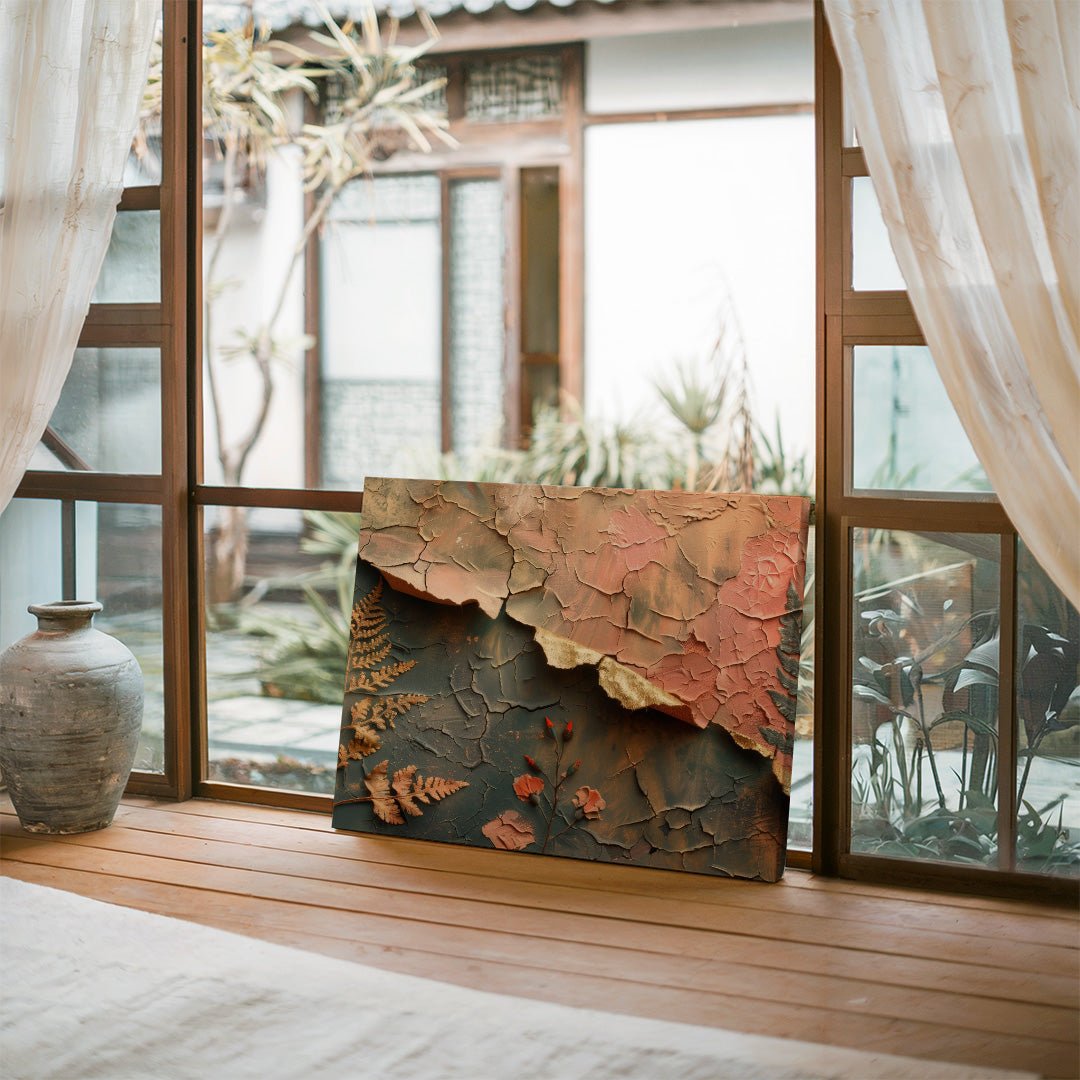 Tablou Canvas frunze uscate reliefate in arta naturii | The Print Studio