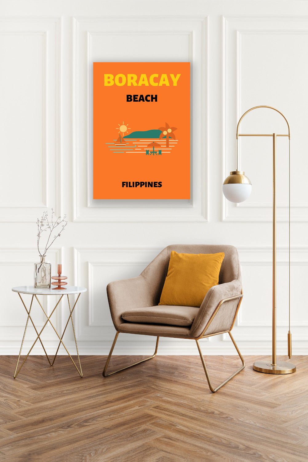 Tablou Canvas plaja exotica si palmieri in stil minimalist | The Print Studio