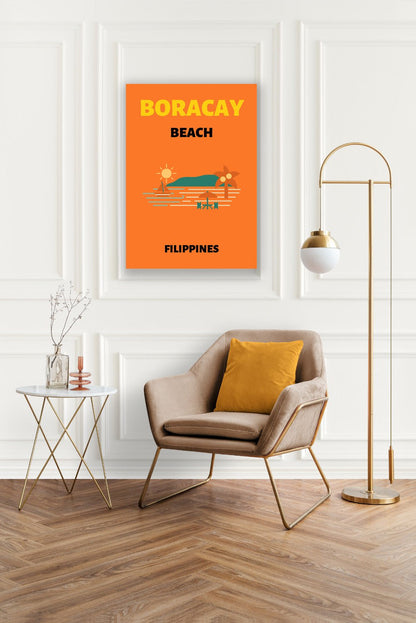 Tablou Canvas plaja exotica si palmieri in stil minimalist | The Print Studio