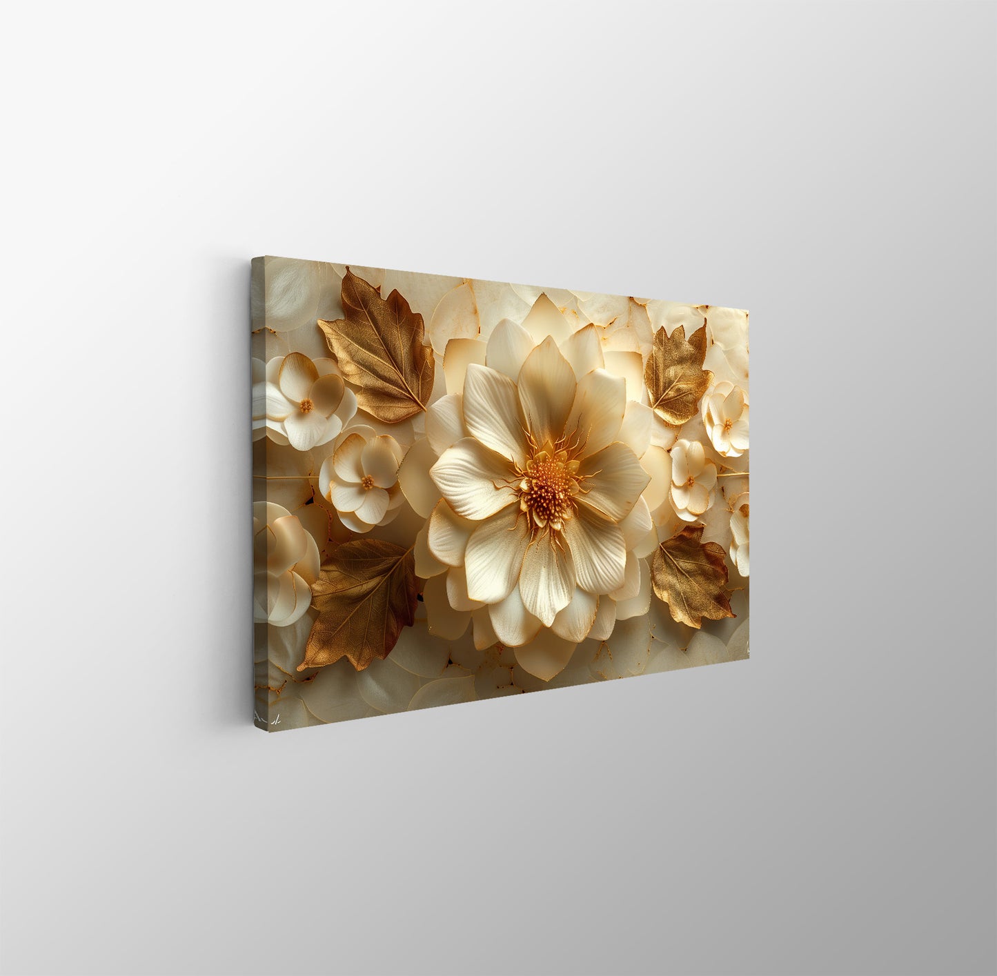 Tablou Canvas flori aurii si frunze elegante in stil abstract | The Print Studio