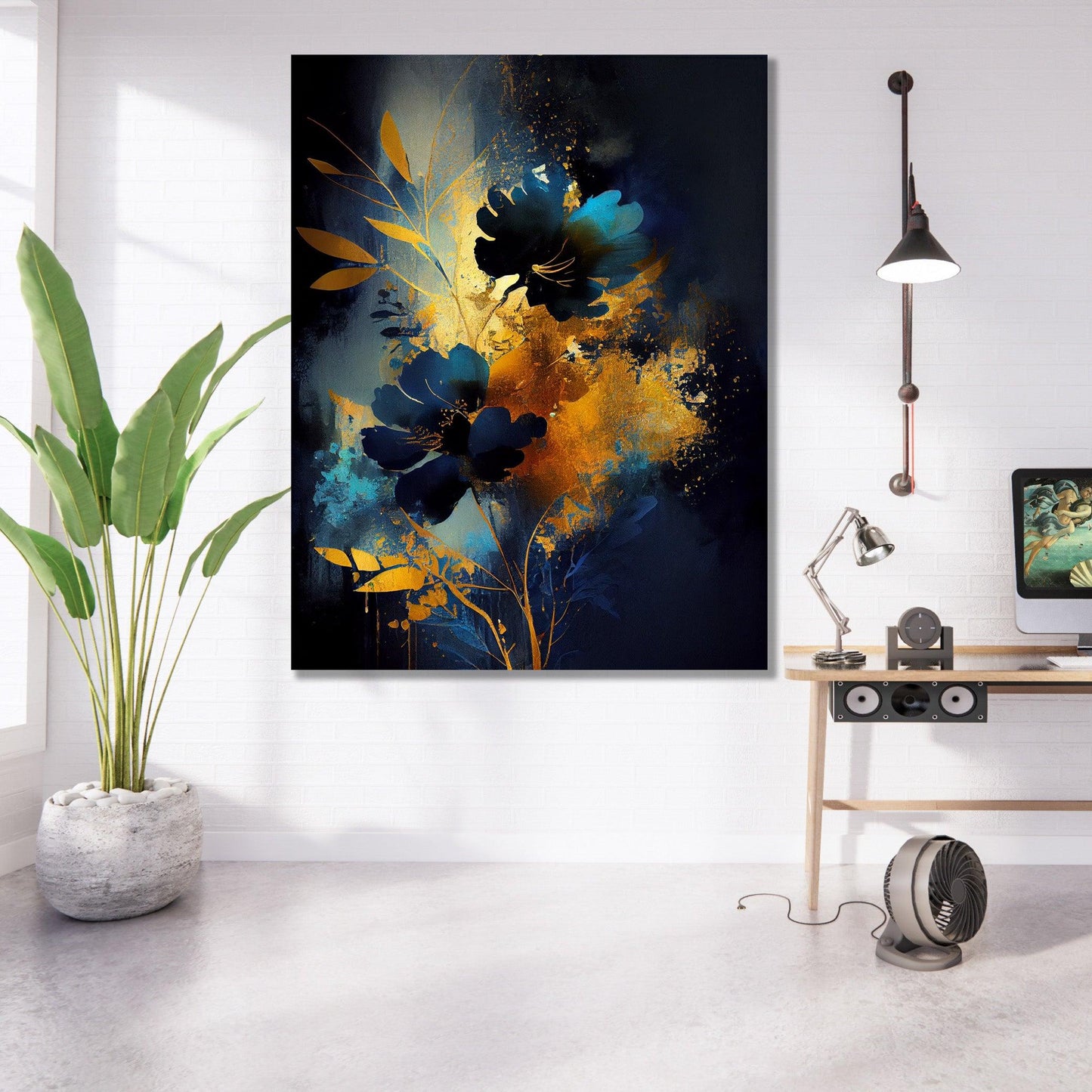 Tablou Canvas flori vibrante in albastru intens | The Print Studio