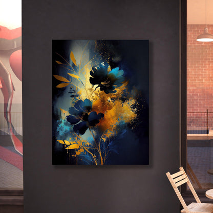 Tablou Canvas flori vibrante in albastru intens | The Print Studio