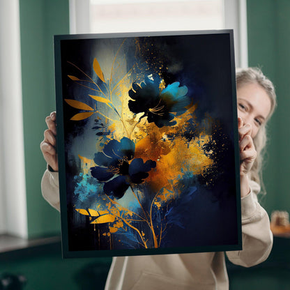 Tablou Canvas flori vibrante in albastru intens | The Print Studio