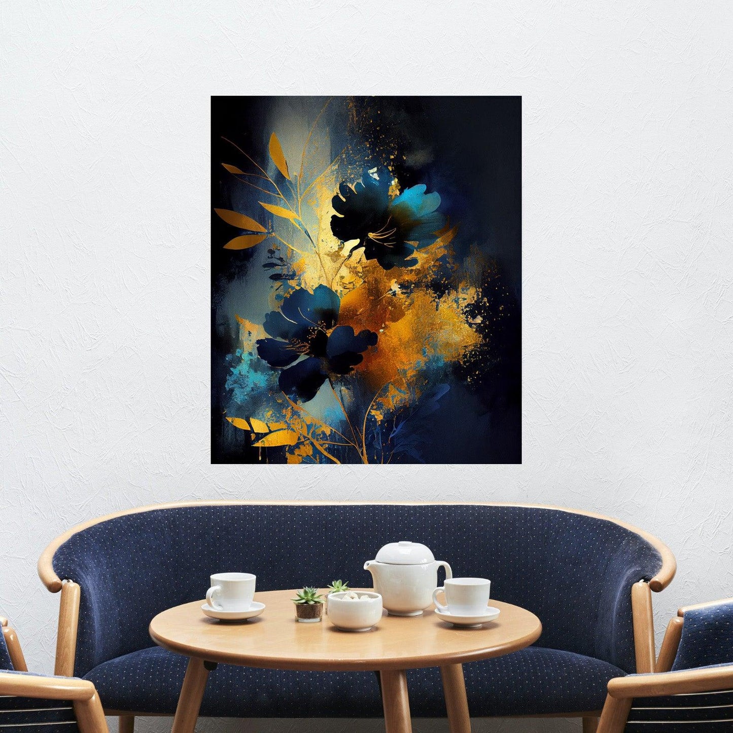 Tablou Canvas flori vibrante in albastru intens | The Print Studio
