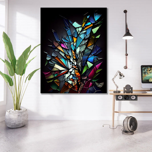 Tablou Canvas cioburi luminoase intr-un vitraliu vibrant | The Print Studio