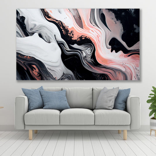 Tablou Canvas armonie alb-negru cu accente de roz vibrant | The Print Studio