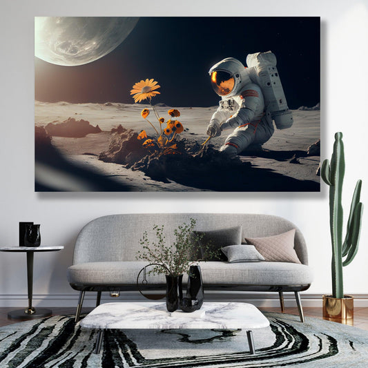 Tablou Canvas astronaut solitar pe suprafata lunara | The Print Studio