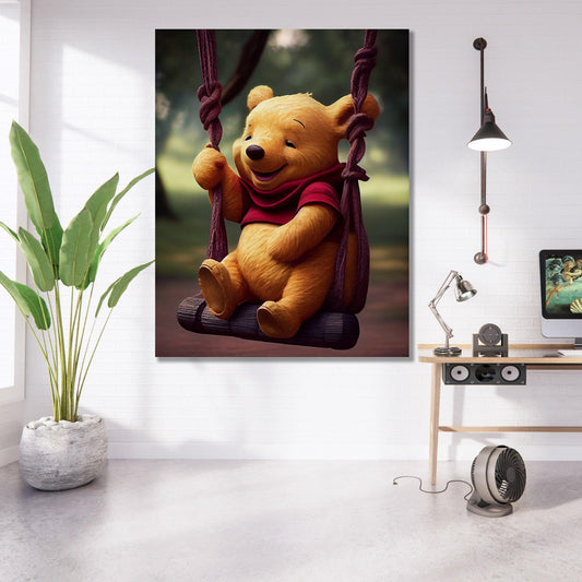Tablou Canvas vesel cu Ursuletul Winnie pentru copii | The Print Studio