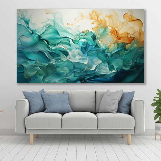 Tablou Canvas valurile albastre stralucesc fluid | The Print Studio