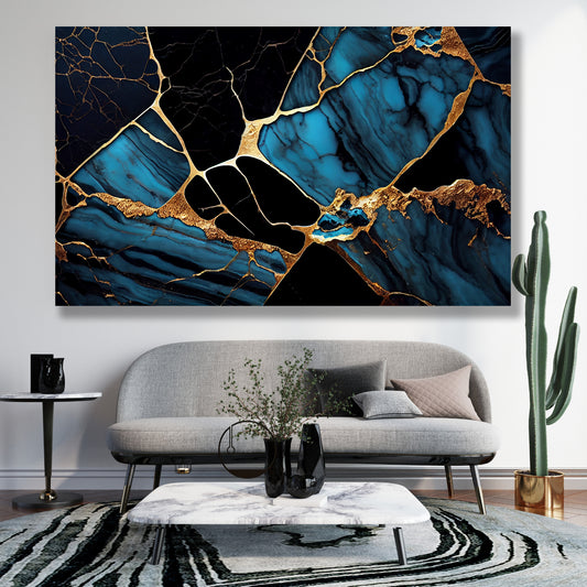 Tablou Canvas stralucire aurie in lumina safirului | The Print Studio