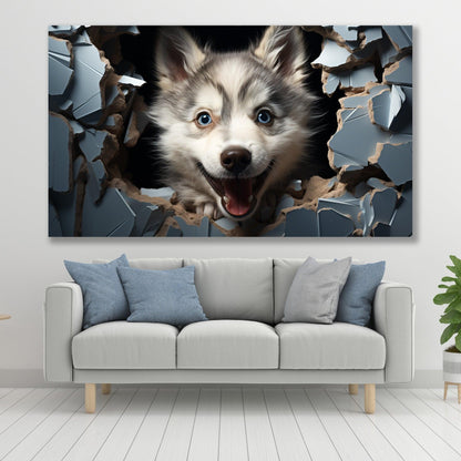 Tablou Canvas husky pui cu ochi stralucitori si curiosi | The Print Studio