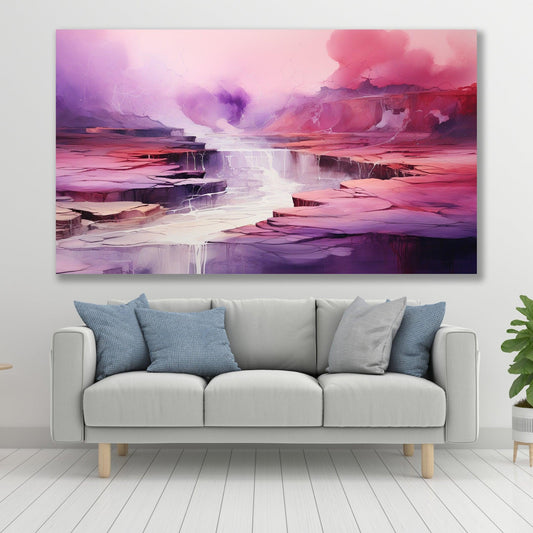 Tablou Canvas rau roz stralucind in apus fermecator | The Print Studio