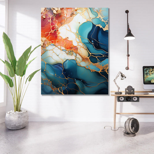 Tablou Canvas fuziune marmura si culoare in tonuri elegante | The Print Studio