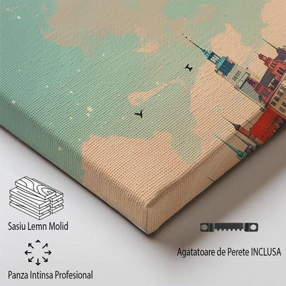 Tablou Canvas Print oras Hamburg, ape albastre, stil artistic vibrant