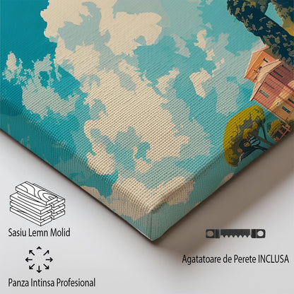 Tablou Canvas portofino vibrant sub cer albastru clar | The Print Studio