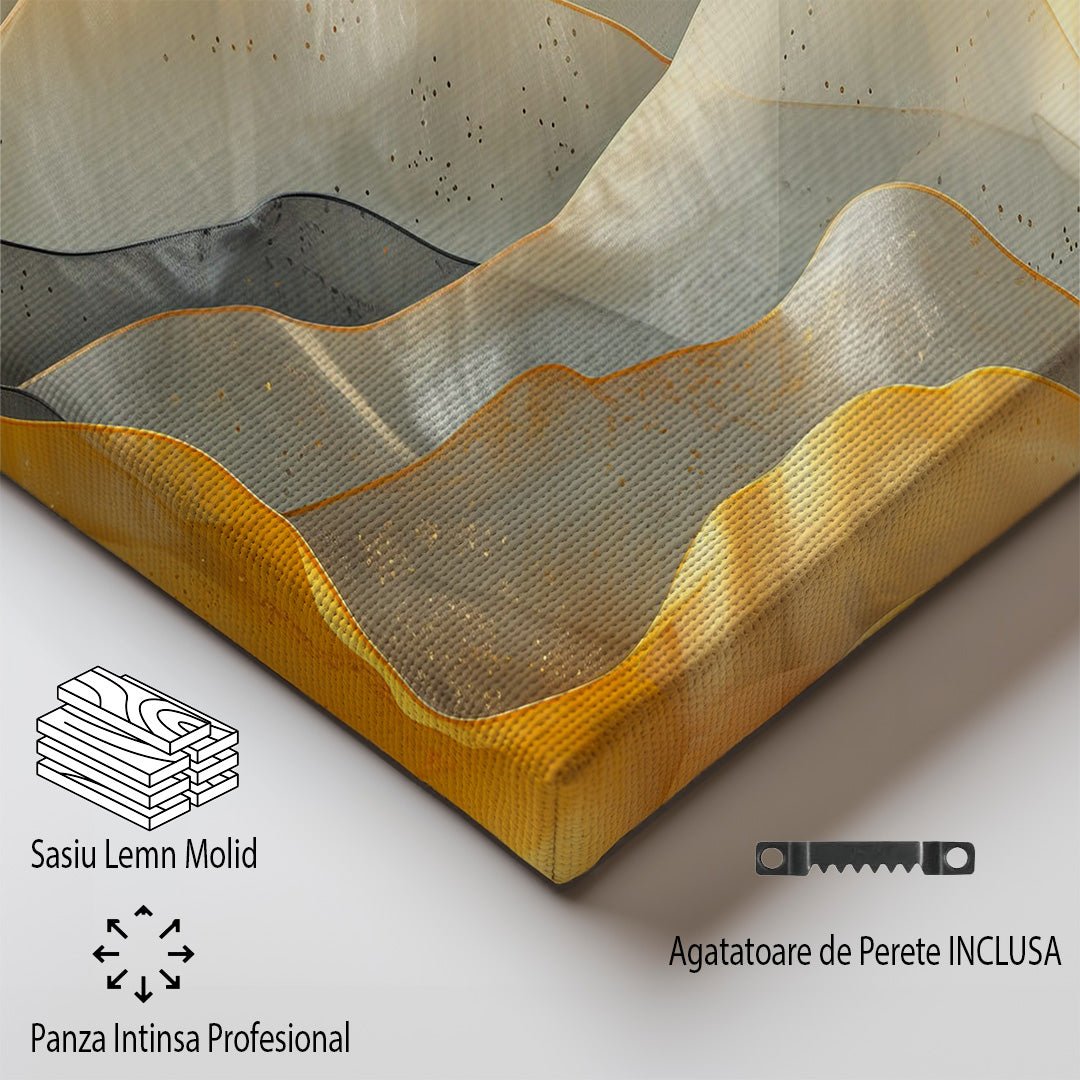 Tablou Canvas peisaj montan cu nuante calde si elemente abstracte | The Print Studio