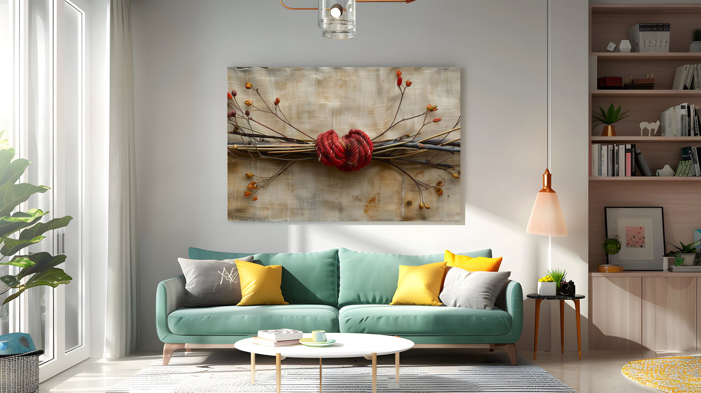 Tablou Canvas franghie rosie cu noduri simbolic realist | The Print Studio