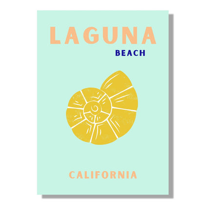 Tablou Canvas scoica galbena minimalista pe plaja la apus | The Print Studio