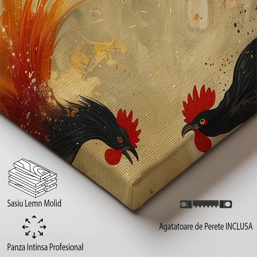 Tablou Canvas energie dinamica in lupta cocosilor vibrant | The Print Studio