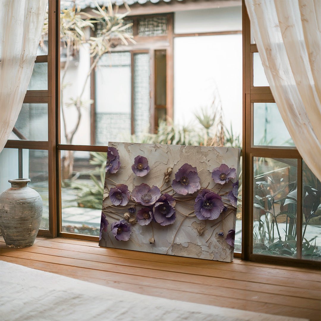 Tablou Canvas flori lila texturate romantice in stil realist | The Print Studio